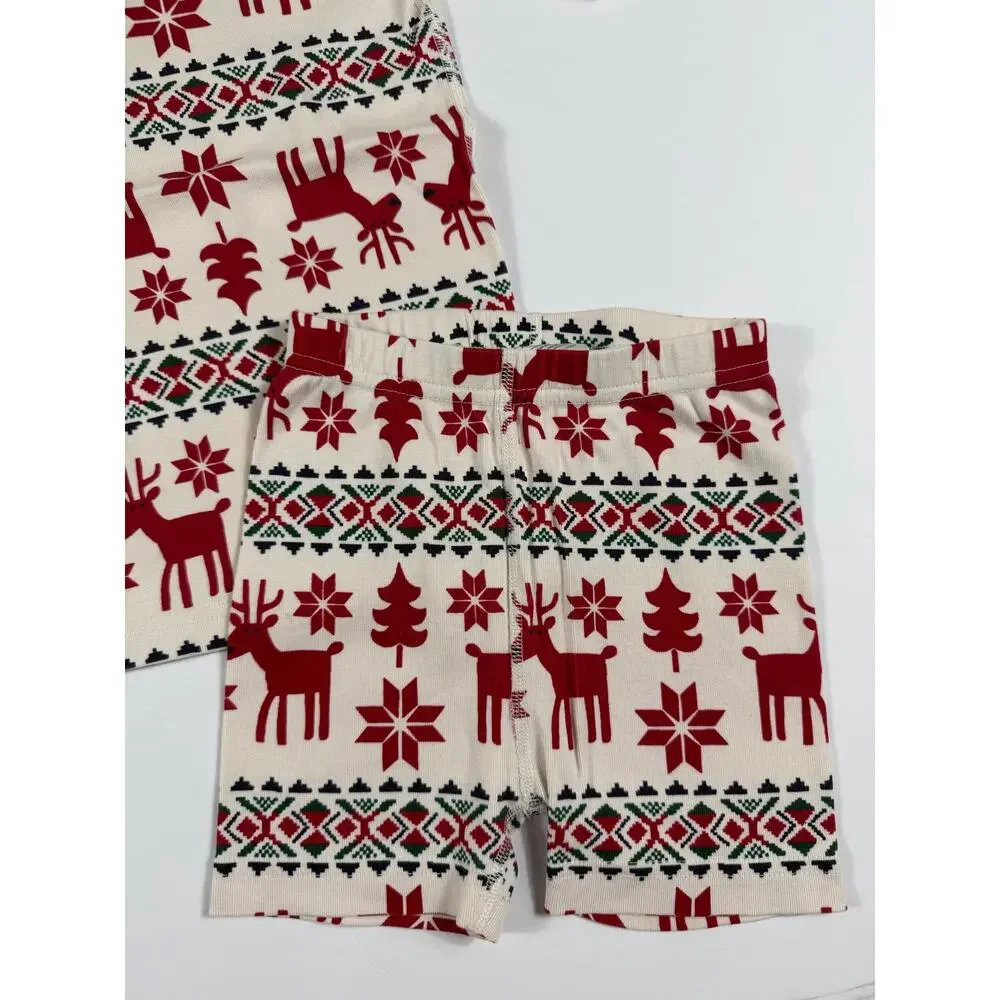 Hanna Andersson Deer Organic Cotton Short John Pajamas Size 5 Holiday